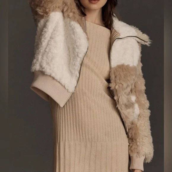 Avec Les Filles Colorblock Sherpa Bomber Jacket - Picture 3 of 7